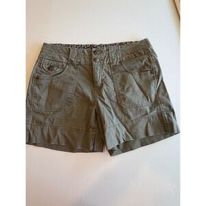 Dakota Blue Womens Olive Green Utility Cargo Shorts Size 4 Paisley Trim Mid Rise